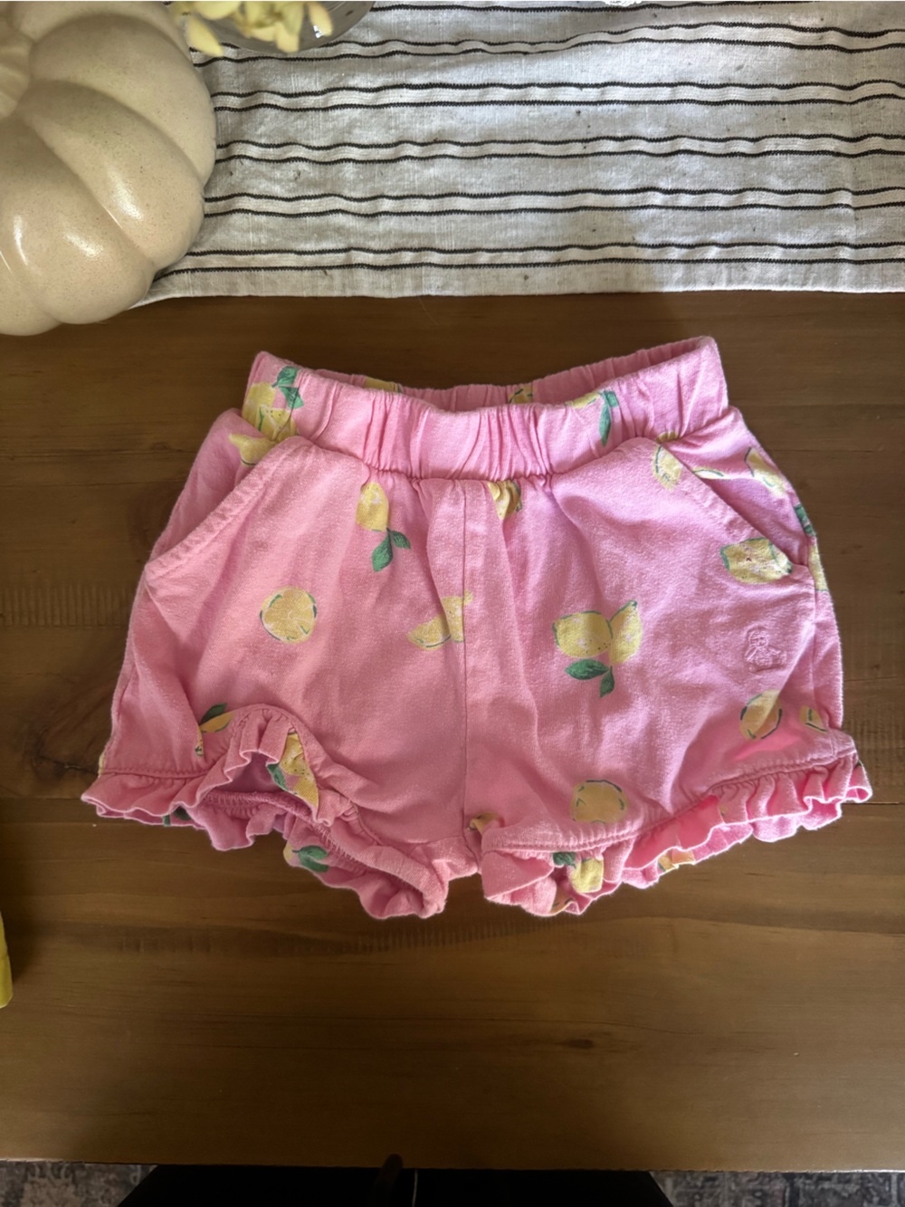GAP Pink Lemon Print Ruffle Hem Shorts